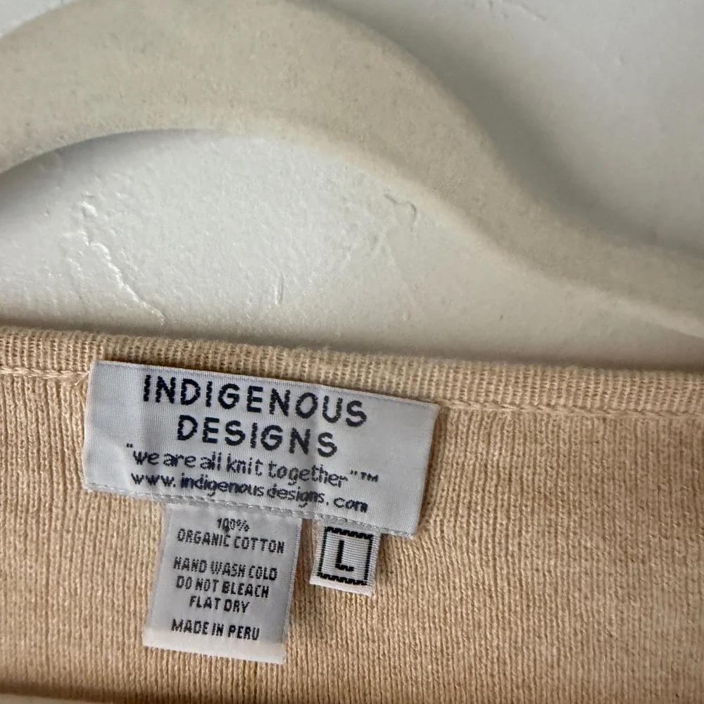 Indigenous Vintage 90s Square Neck Knit Sweater Top Beige Organic Cotton‎ L